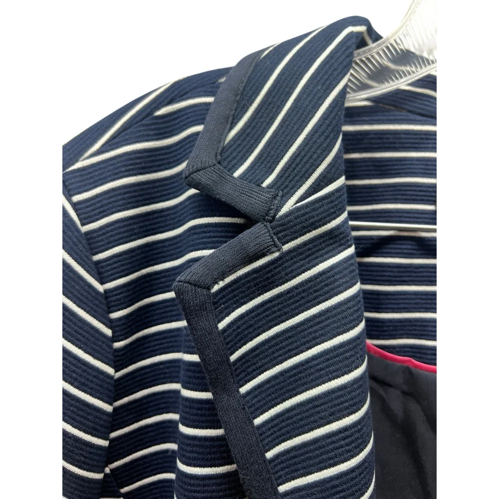 Talbots Plus Size 2X Navy White Stripe Blazer Jacket - Picture 4 of 9